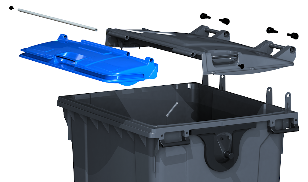 Contenedores de residuos de 4 ruedas tapa articulada - Imagen 2